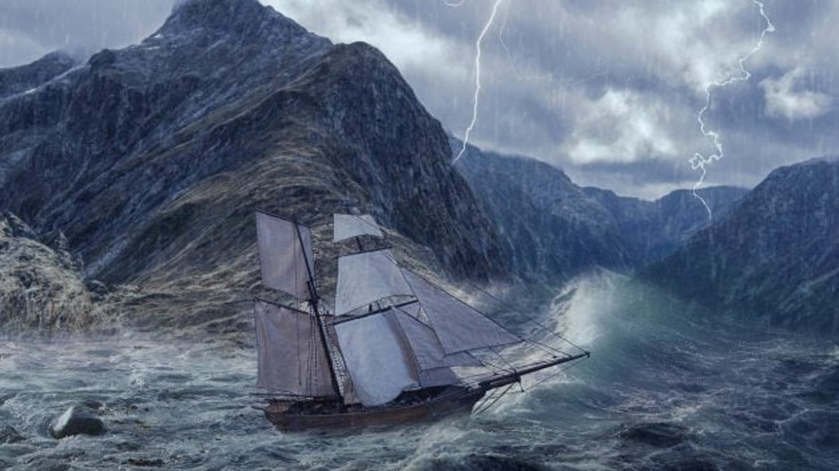 Navio durante tempestade
