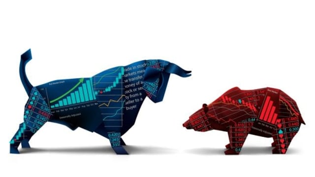 Bull e bear (touro e urso), símbolos da alta e da queda nos mercados em Wall Street