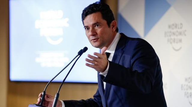 O Ministro da Justiça e Segurança Pública, Sérgio Moro fala em Davos