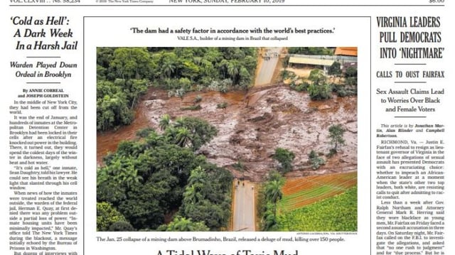 capa new york times brumadinho