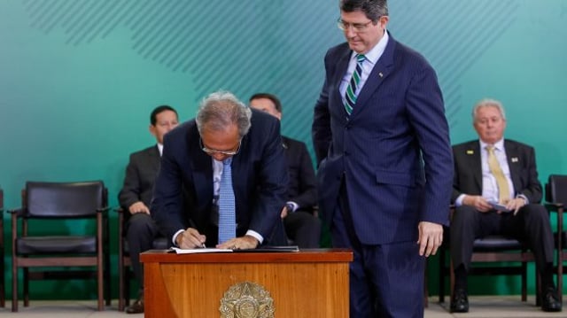 presidente do BNDES, Joaquim Levy e Ministro da Economia, Paulo Guedes.