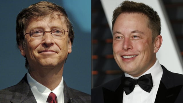 Bill Gates, fundador da Microsoft, e Elon Musk, CEO da Tesla