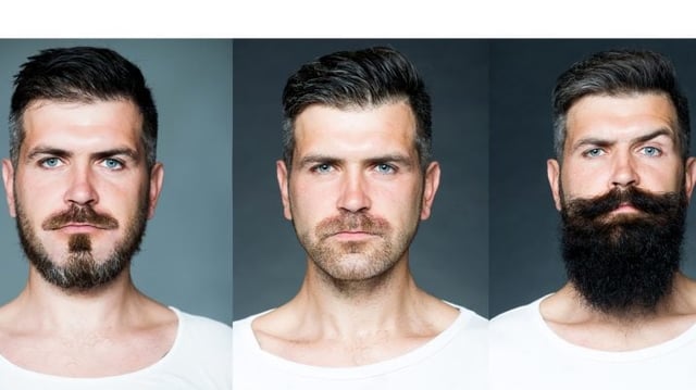 Imagem mostra homem com três tipos diferentes de barba