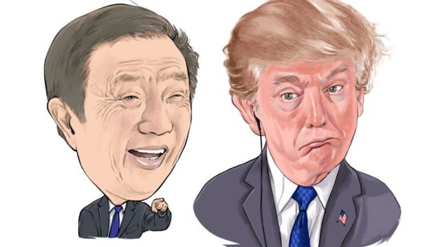 Zen Rhengfei, da Huawei, e Donald Trump