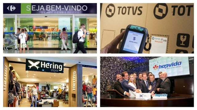 Montagem de fotos de Hapvida. Carrefour, Totvs e Cia Hering