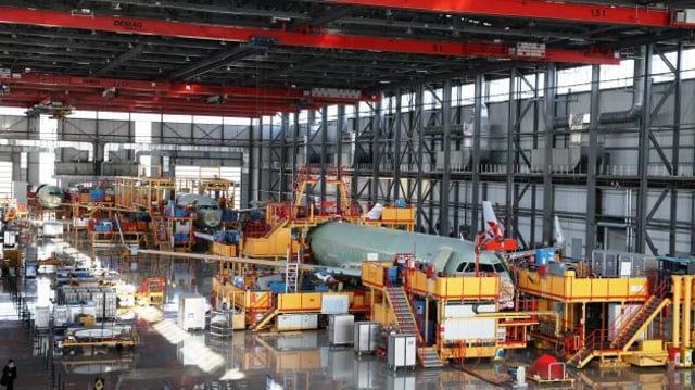 Airbus final assembly line in Tianjin, China