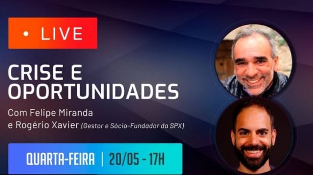 Imagem de divulgação da live de Felipe Miranda e Rogério Xavier