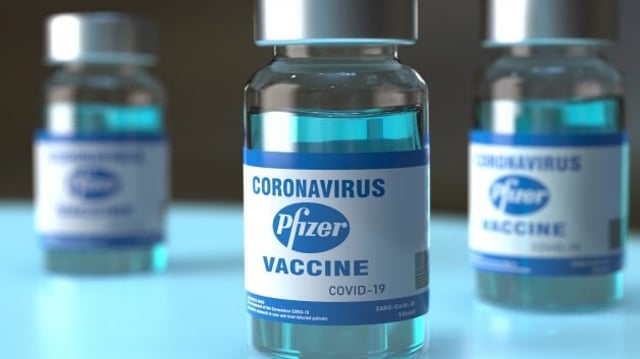 Imagem ilustrativa de vacina da Pfizer contra o coronavírus