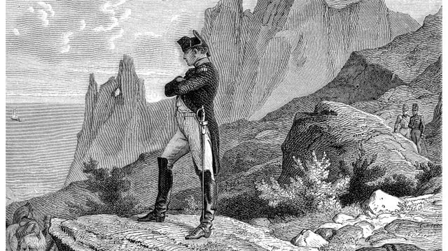 Napoleon,At,St.,Helena,,Vintage,Engraved,Illustration.,History,Of,France