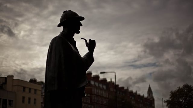 London,,Uk.,18th,October,2012.,Sherlok,Holmes,Statue,Silhouette,In