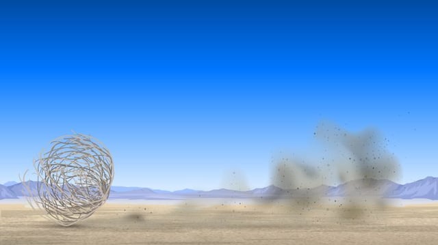 Tumbleweed,Rolls,Through,The,Desert,And,Dust,Flies,,Arid,Landscape