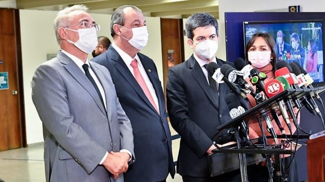 Renan Calheiros, Omar Aziz, Randolfe Rodrigues e Eliziane Gama, senadores membros da CPI da Covid