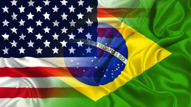 Two,Flags,Of,Usa,And,Brazil