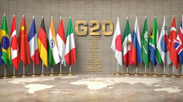 G20 ,Summit,Or,Meeting,Concept.,Row,From,Flags,Of,Members