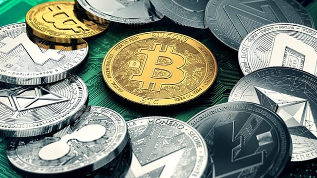 Imagem mostra bitcoin em volta de diversas criptomoedas DeFi