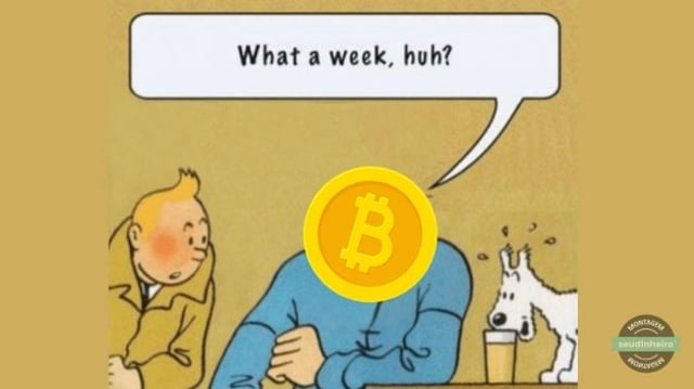 Meme do Tintin com capitão Haddock como bitcoin