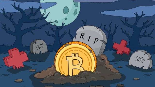 Bitcoin morto no cimitério