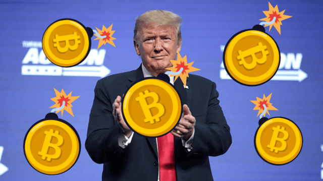 Trump fala de "explosão" no mercado de criptomoedas e ataca o bitcoin mais uma vez