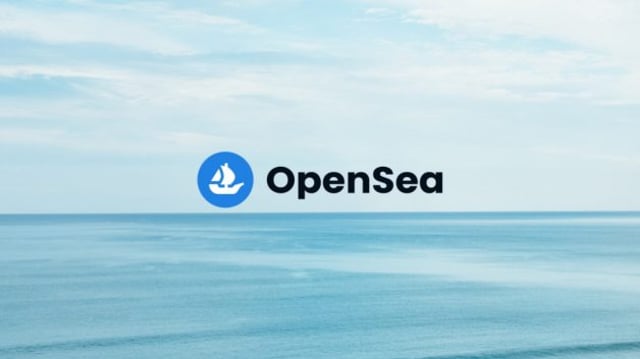 Imagem de um oceano com o logo da OpenSea, plataforma de negociação de NFTs