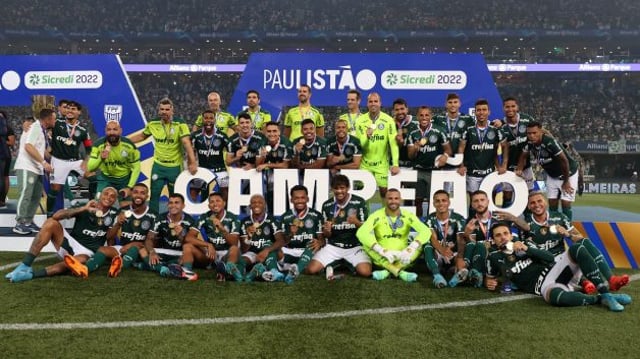 Time do Palmeiras, campeão paulista de 2022 de futebol