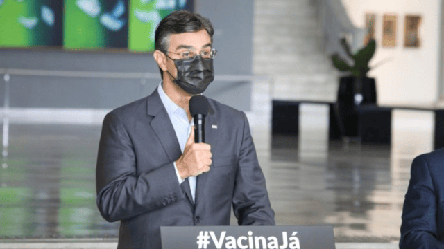 Governador de São Paulo, Rodrigo Garcia, em coletiva de imprensa
