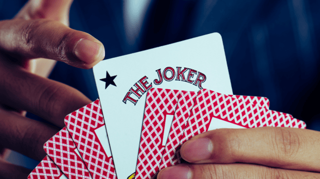 Carta do curinga/joker, representando profissional profissão curinga para vendas