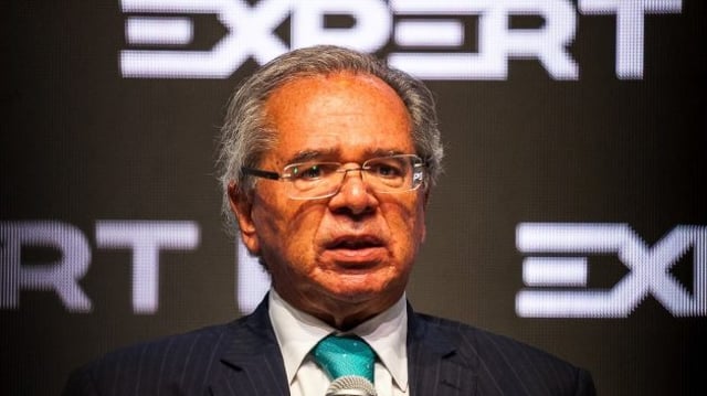 O ministro Paulo Guedes, durante participação na Expert XP