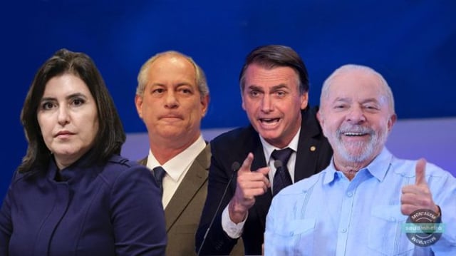 Simone Tebet, Ciro Gomes, Jair Bolsonaro e Luiz Inácio Lula da Silva; como eleições movimentam bolsas e o Ibovespa