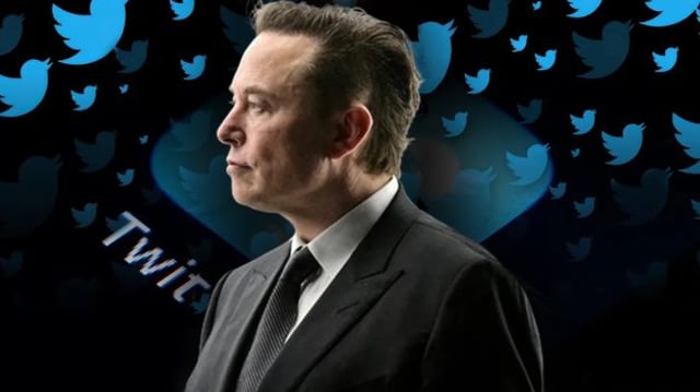 Elon Musk e logo do twitter
