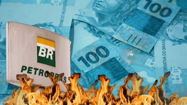 Petrobras com fundo de dinheiro pegando fogo