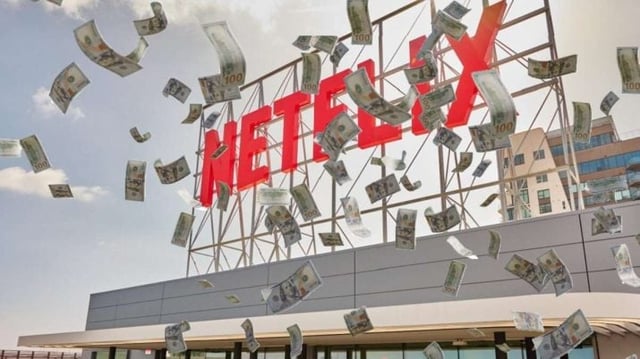 logo da Netflix com notas de dinheiro