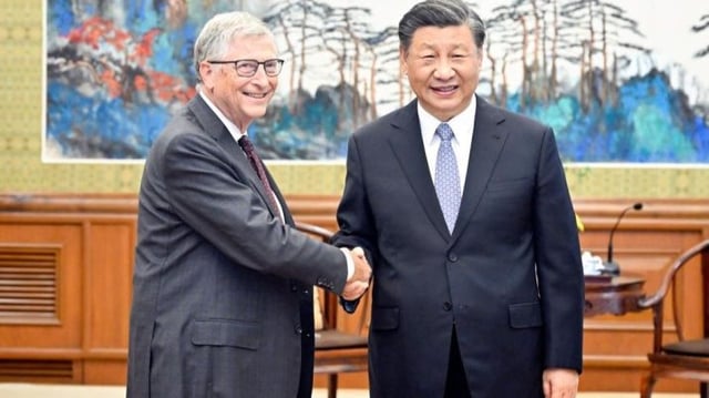 Bill Gates, fundador da Microsoft e o presidente chinês, Xi Jinping