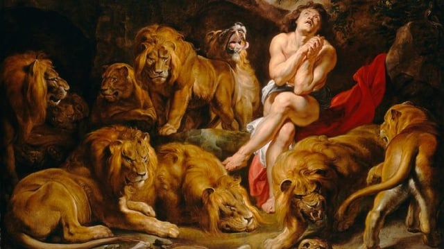Pintura "Daniel na Cova dos Leões", do belga Peter Paul Rubens (data estimada: 1614 a 1616)