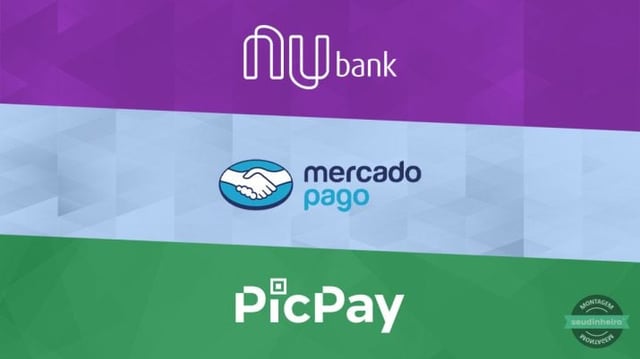Nubank, Mercado Pago e Pic Pay - créditos sites oficiais das empresas-shutterstock-wikimedia - montagem Brenda Silva