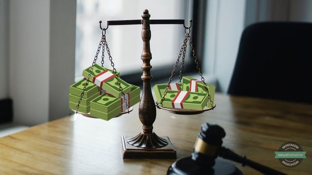Precatórios Lei Balança Martelo Dinheiro – Créditos Montagem Andrei Morais, Pexels, Shutterstock