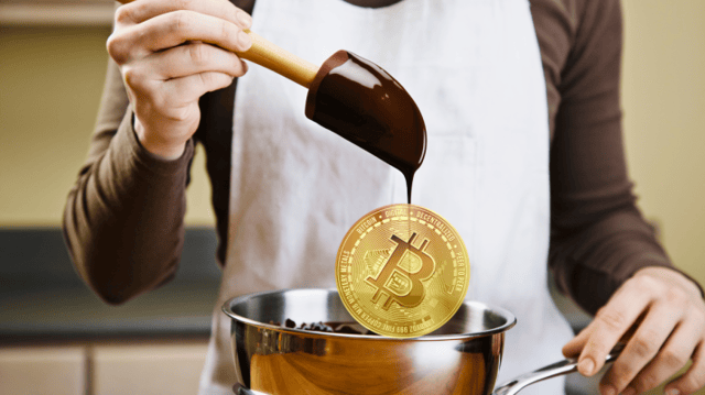 bitcoin colocado em banho-maria