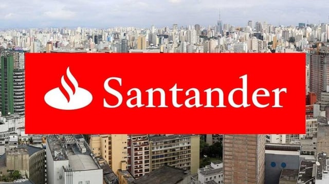 Cidade com logo do Santander