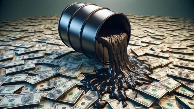Barril de petróleo sobre dólares
