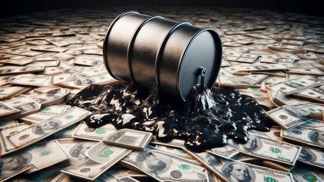 Barril de petróleo sobre dólares