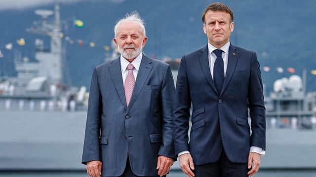 Presidente da República, Luiz Inácio Lula da Silva, com o Presidente da República Francesa, Emmanuel Macron
