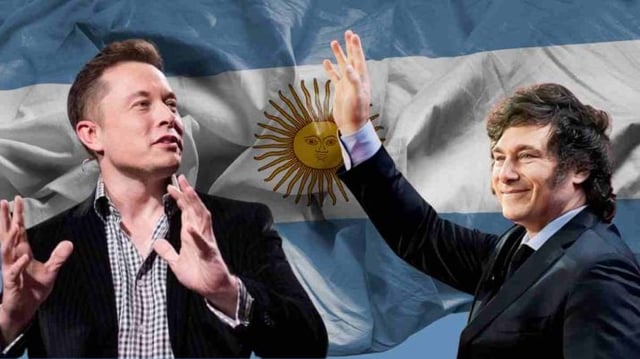 Presidente da Argentina, Javier Milei, e o bilionário Elon Musk, dono da Tesla e do X