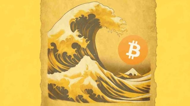 Tsunami, onda gigante de bitcoin (BTC) e criptomoedas