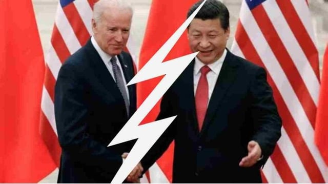Presidente dos EUA, Joe Biden, ao lado do presidente da China, Xi Jinping