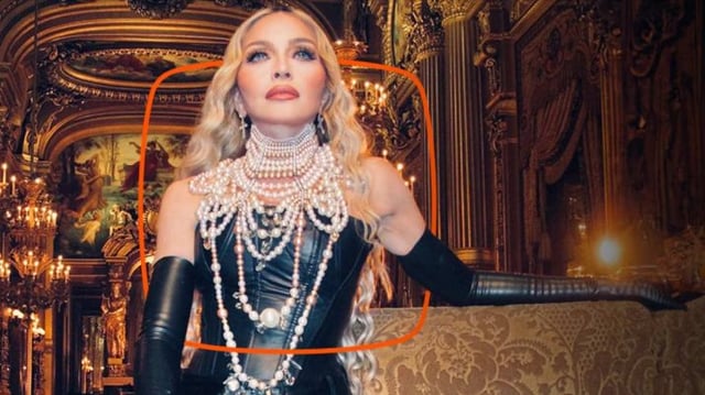 A cantora Madonna, em peça publicitária do Itaú ITUB4