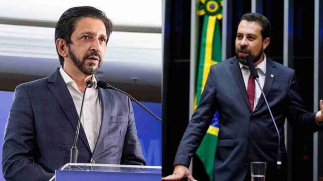 Da esquerda para direita, o atual prefeito Ricardo Nunes e Guilherme Boulos, candidato à prefeitura