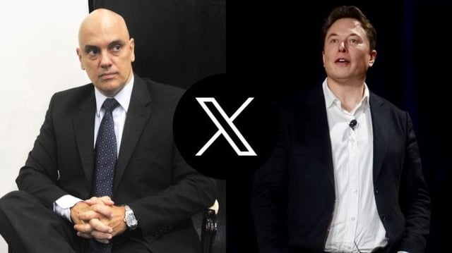 Alexandre de Moraes e Elon Musk na disputa entre o X (ex-Twitter) e o STF