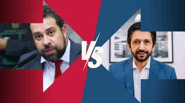 Guilherme Boulos (PSOL) e Ricardo Nunes (MDB) nas pesquisas de intenção de voto para a prefeitura de São Paulo; eleições municipais