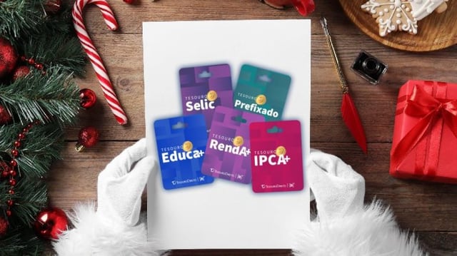 Carta ao Papai Noel com Gift Cards B3 para compra de títulos do Tesouro Direto de Natal