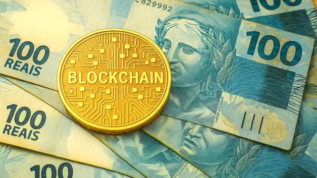 Dinheiro - reais - associado à blockchain