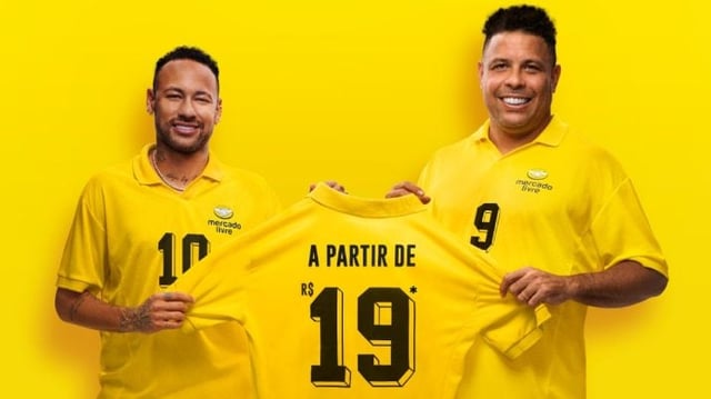 Neymar Jr. e Ronaldo 'Fenômeno' em campanha para o Mercado Livre.